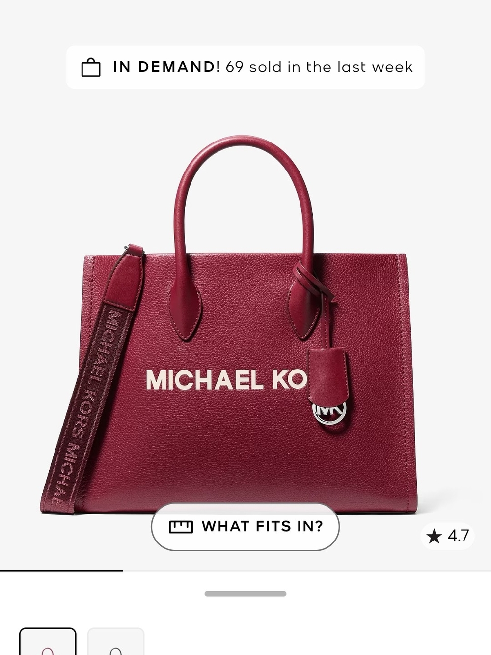 NWT Michael Kors Women’s Leather Burgundy Tote Bag
